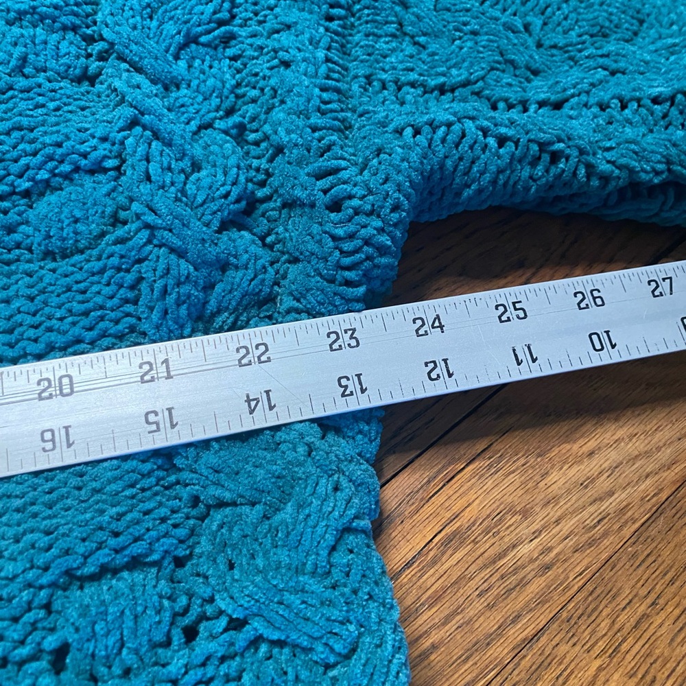 Jessica Simpson Teal Cable Knit Open Front Cardigan Sweater Size M - Picture 6 of 7